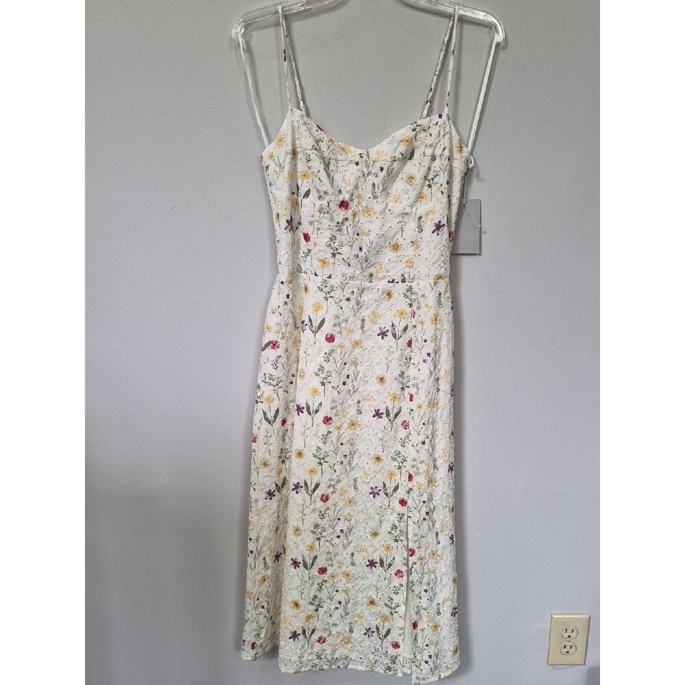 Chelsea 28 Dress Womens S Floral Strappy Eyelet Corset Seam Midi Festival Fairy